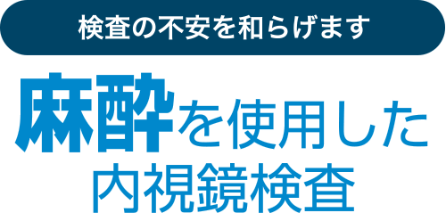 検査の不安を和らげます　麻酔を使用した内視鏡検査